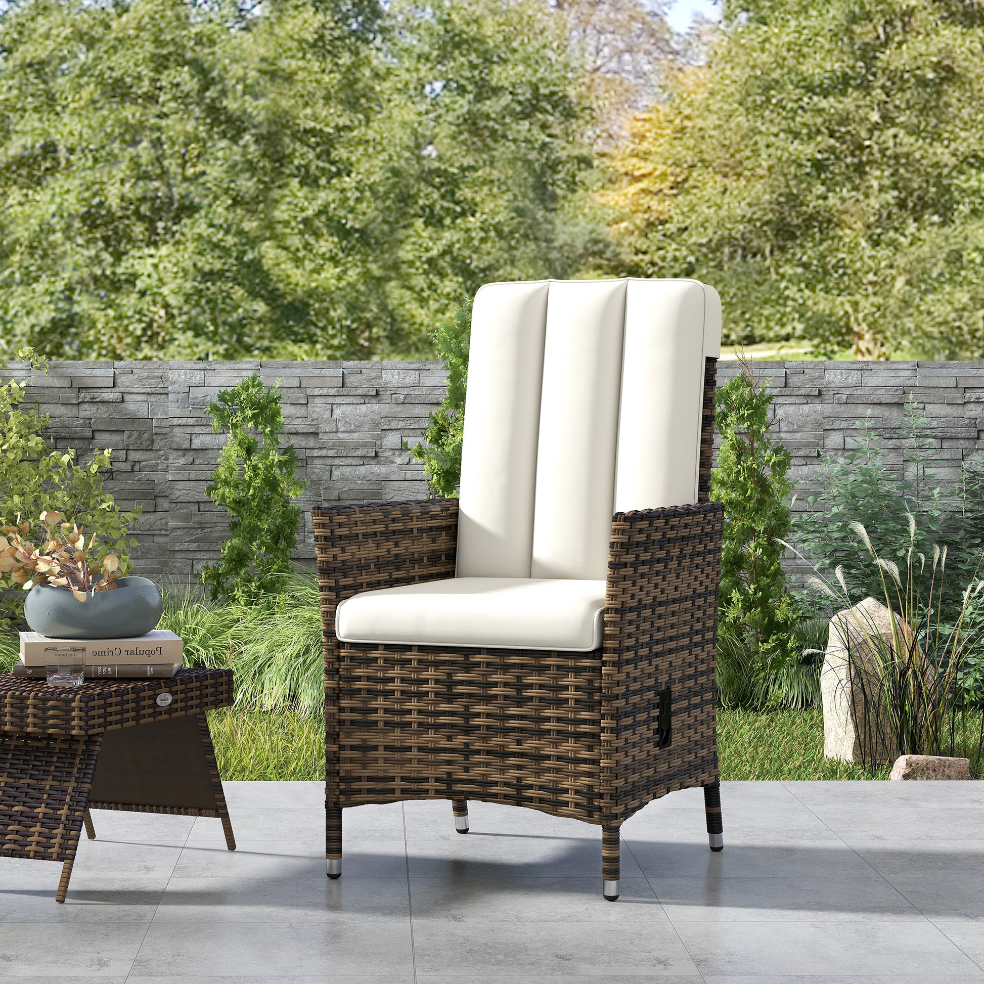 Outsunny 105°-150° Reclining Rattan Chair - Cream