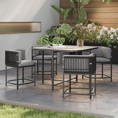 Outsunny 4-Seater Rattan Cube Garden Furniture Set with Cushions - Charcoal Grey
