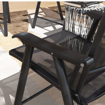 Outsunny Set of Four Folding Garden Chairs - Black