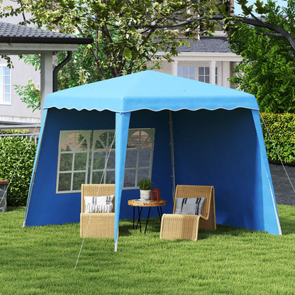 Outsunny 2.4 x 2.4m Two Wall Pop Up Gazebo - Blue