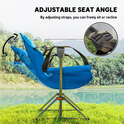 Outsunny Hammock Camping Chair Set of 2, Adjustable Back Swinging Camping Chair Portable Swinging Chair with Cup Holder, Headrest, Padded Seat and Carry Bag for Travel Fishing Hiking, Blue