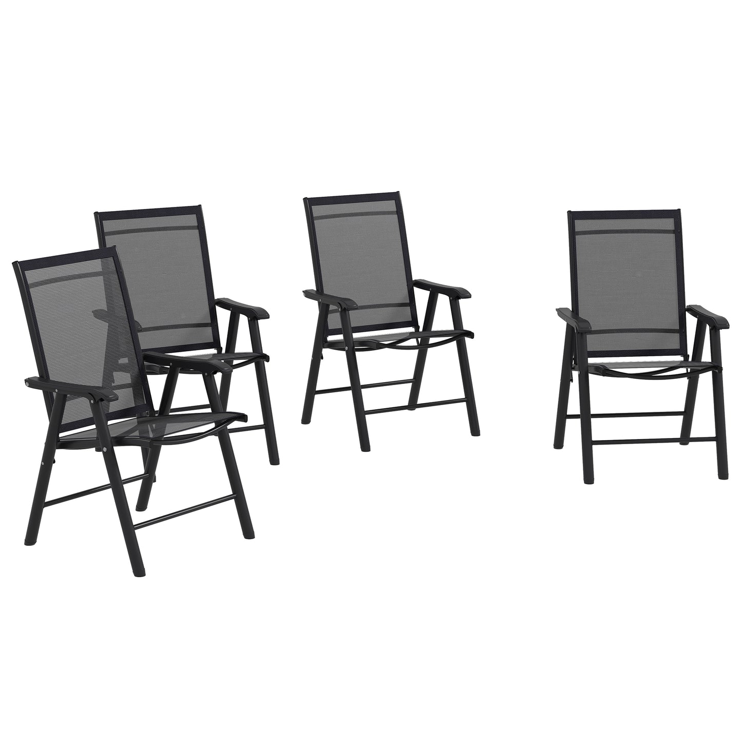 Outsunny Set of Four Folding Garden Chairs - Black