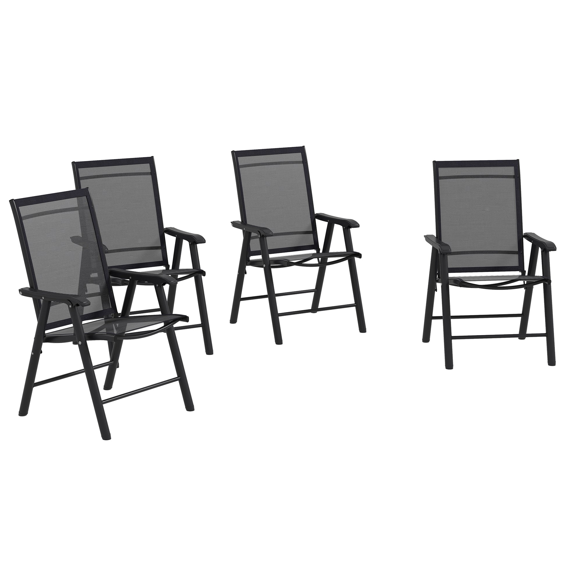 Outsunny Set of Four Folding Garden Chairs - Black
