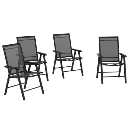 Outsunny Set of Four Folding Garden Chairs - Black