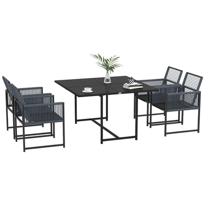 Outsunny Five-Piece Metal Dining Set, with Folding Back Chairs, Dark Grey