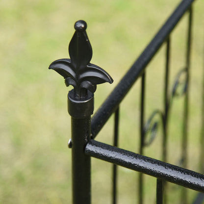 Outsunny Metal Garden Arbor Arch with Double Doors, 2 Side Planter Baskets, Climbing Vine Frame, Black