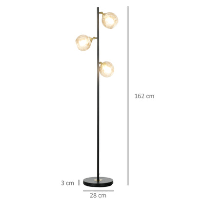 HOMCOM Tree Floor Lamp for Living Room Bedroom with 3 Light, Modern Standing Lamp, (Bulb not Included), 162cm, Grey