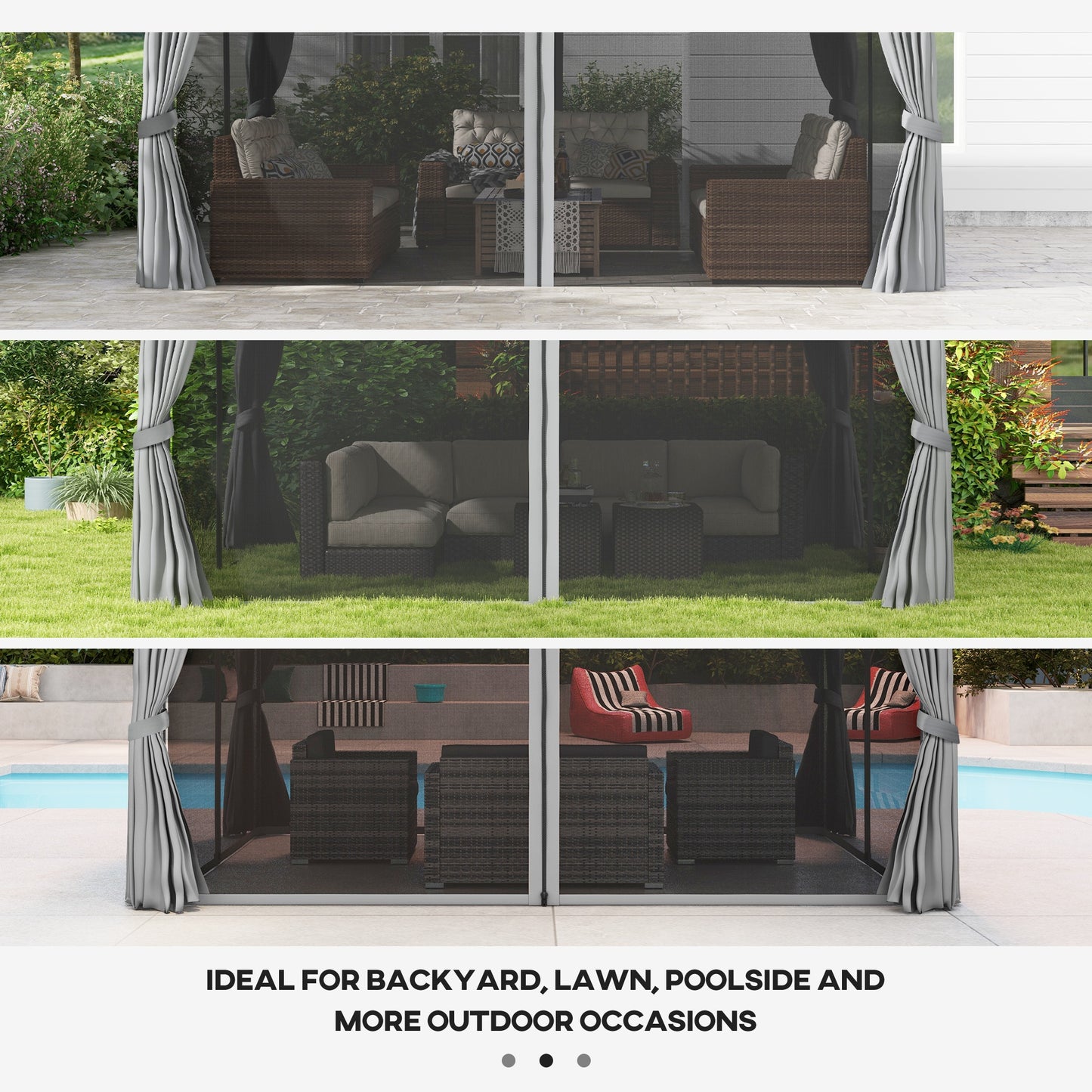 Outsunny 3 x 4m Aluminium Garden Gazebo, Marquee Canopy Shelter Pavilion Party Tent with Nets and Curtains for Garden and Deck, Light Grey