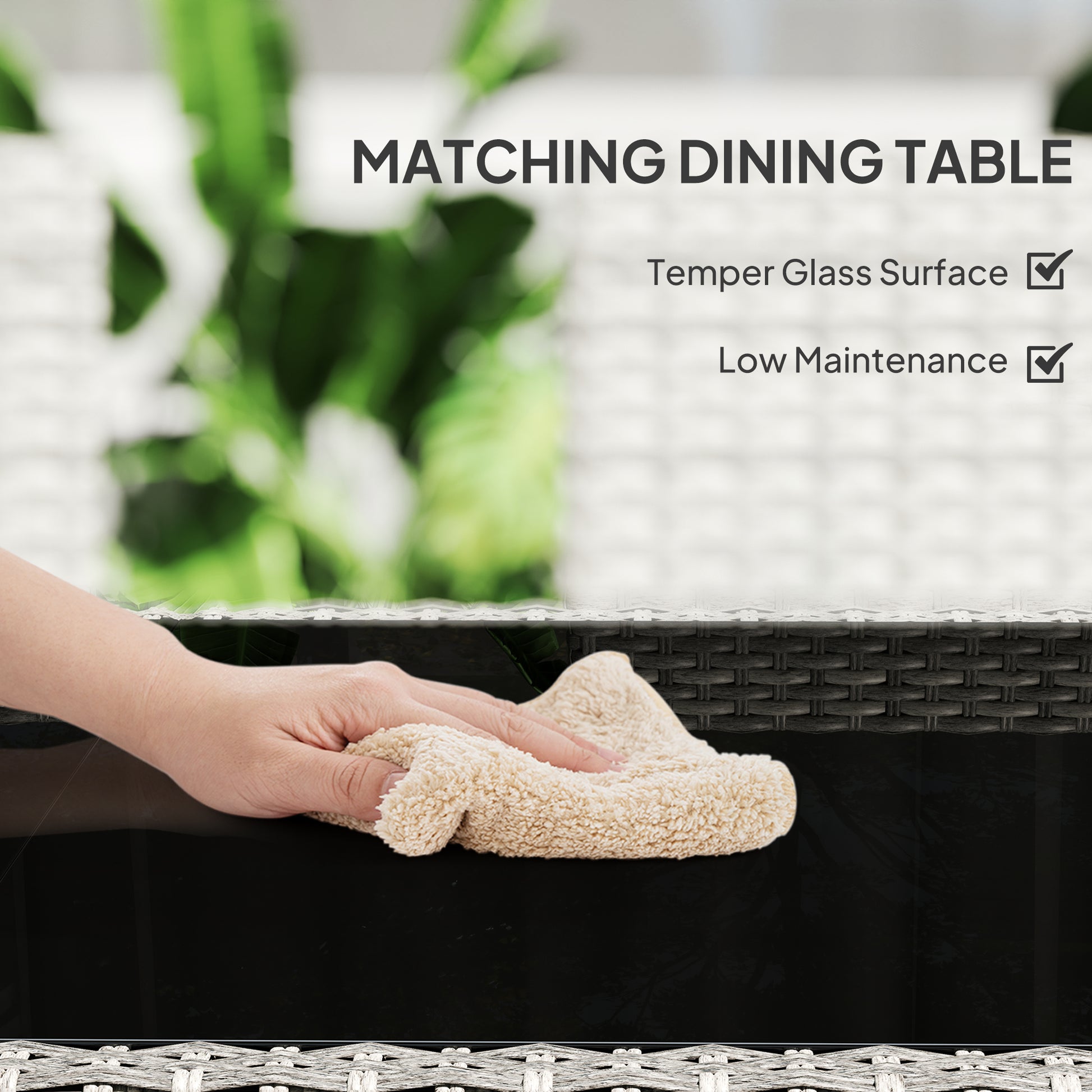 Outsunny Seven-Piece Rattan Dining Set - Mixed-Grey