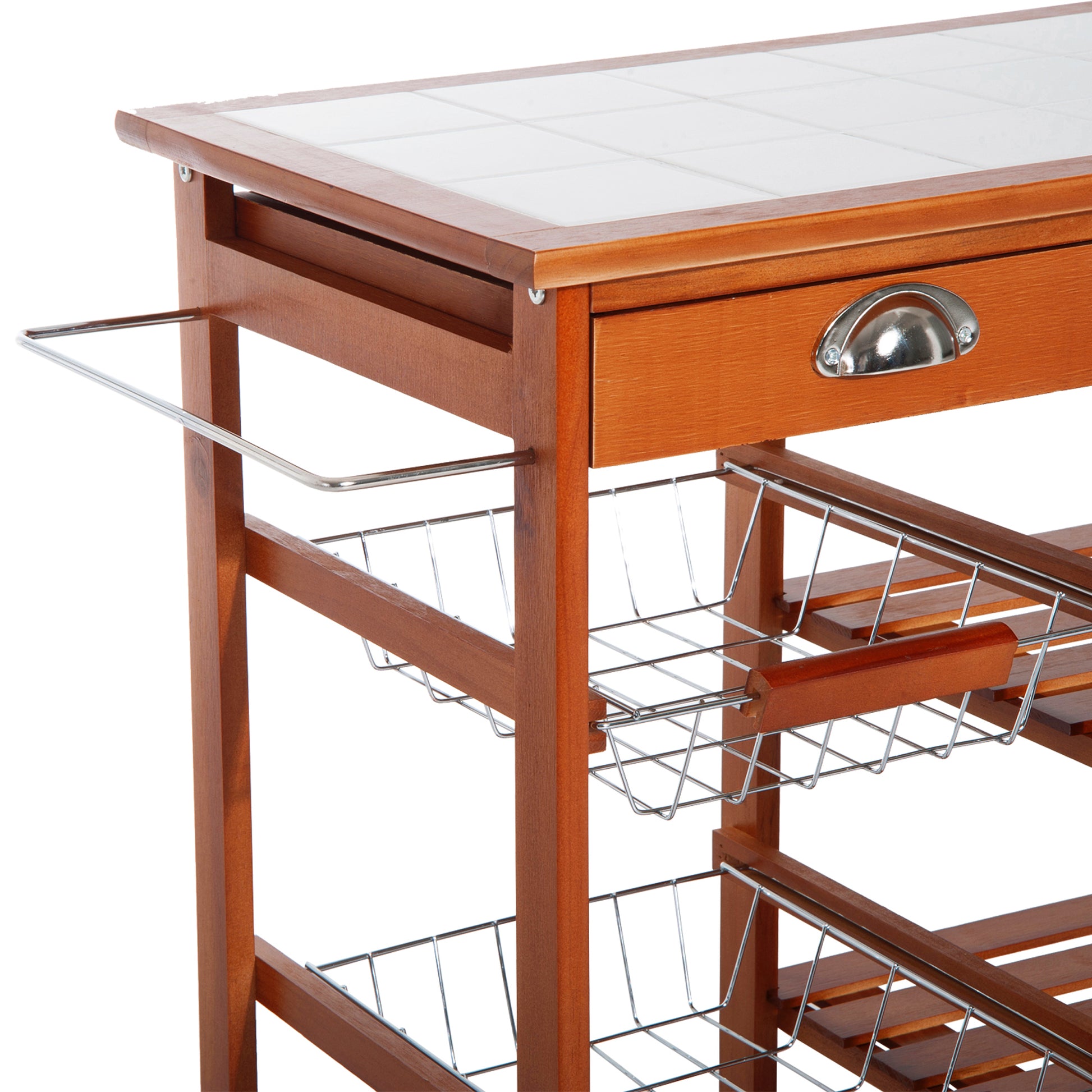 Homcom Wooden Kitchen Trolley Cart Drawers, 3 Shelves