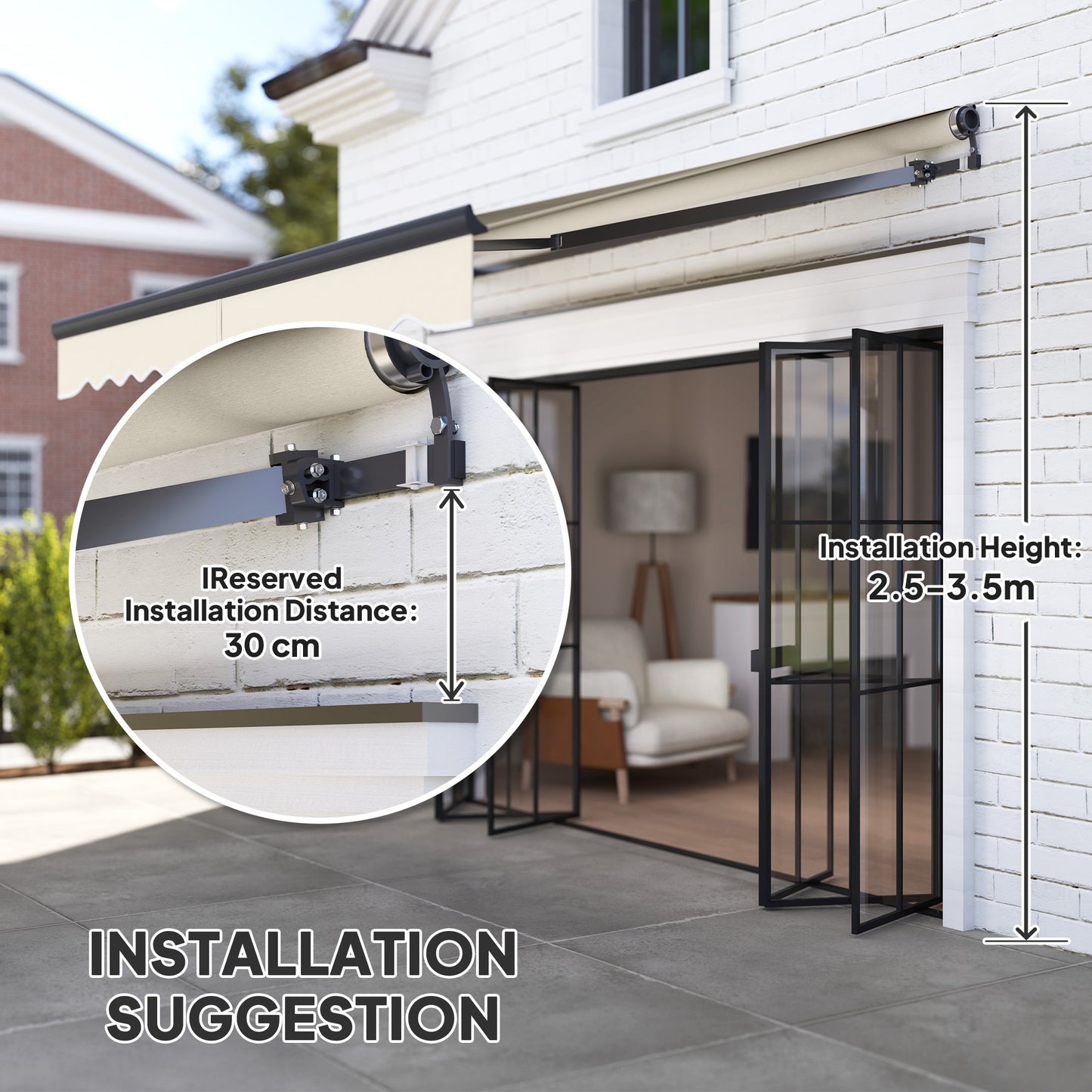 Outsunny 2.5 x 3m Electric/Manual Awning, with Remote - Beige