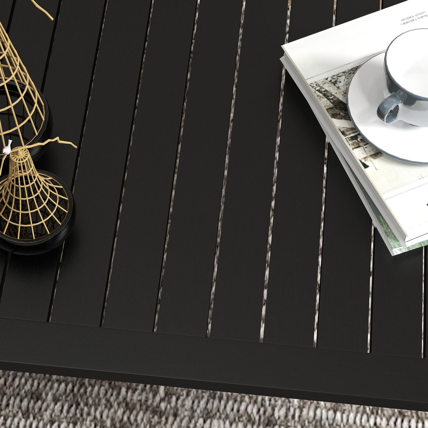 Outsunny 100cm x 60cm Aluminium Outdoor Coffee Table - Black