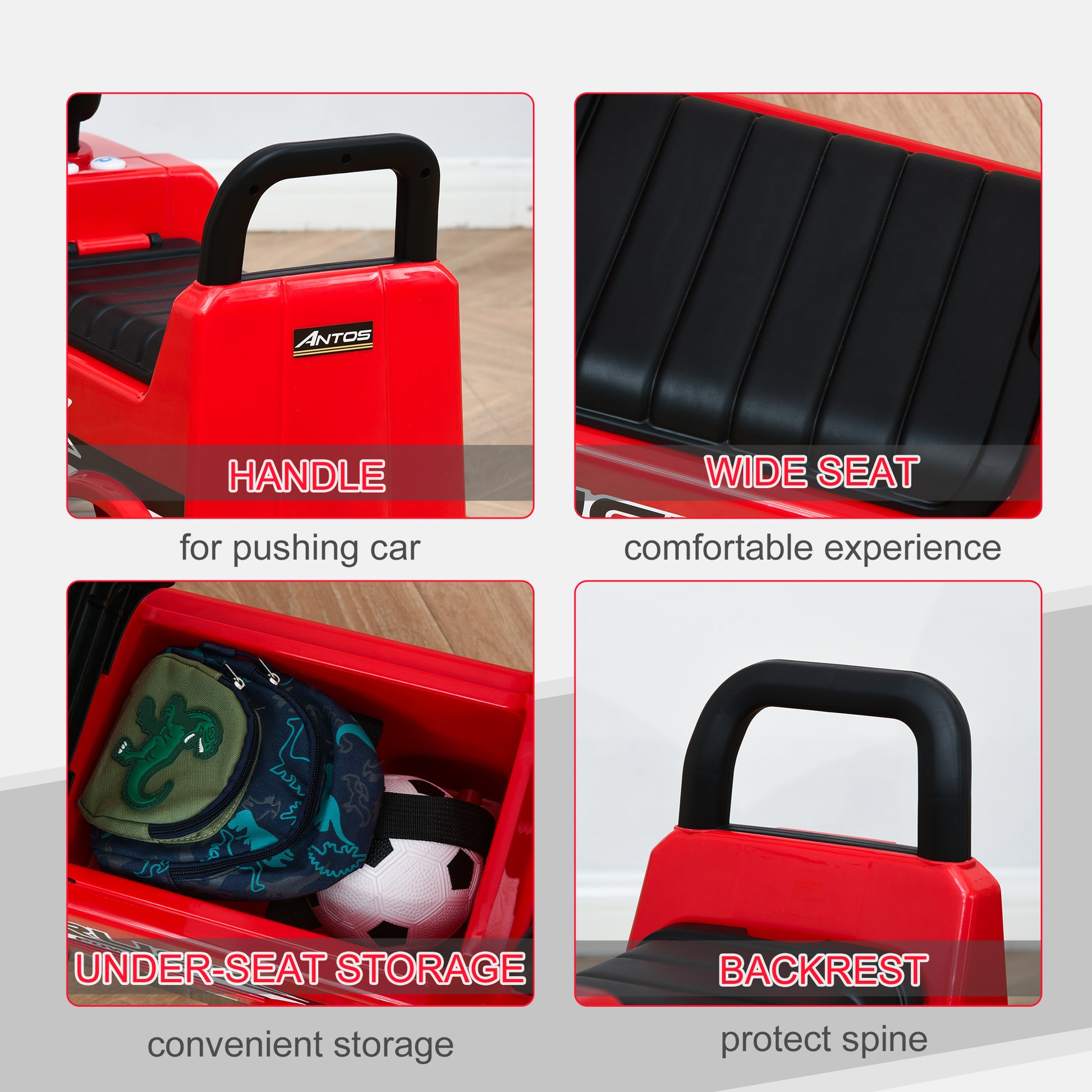 HOMCOM 3-in-1 Ride On Car Licensed Mercedes-Benz Truck Stroller Toddler Under Seat Storage Handle Steering Wheel Horn for Baby 12 - 36 Months Red