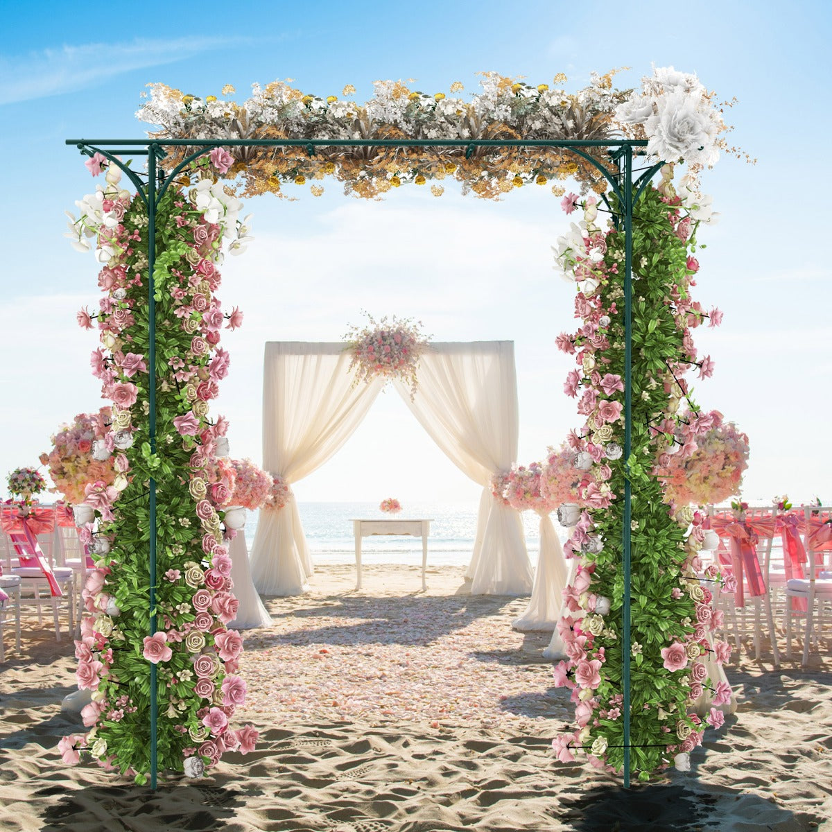 Metal Archway for Climbing Plants for Wedding Ceramony Party Backyard-Green
