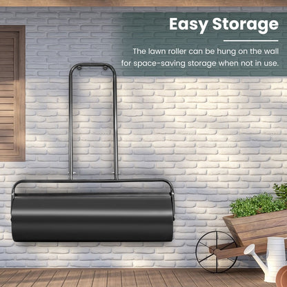 48 L Lawn Roller Steel Lawn Rolling Machine-Black