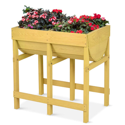 Wooden Raised Garden Bed with Black Liner for Drainage