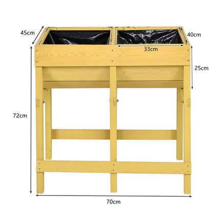Wooden Raised Garden Bed with Black Liner for Drainage