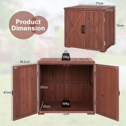 Fir Wood Outdoor Tools Cabinet with Double Doors