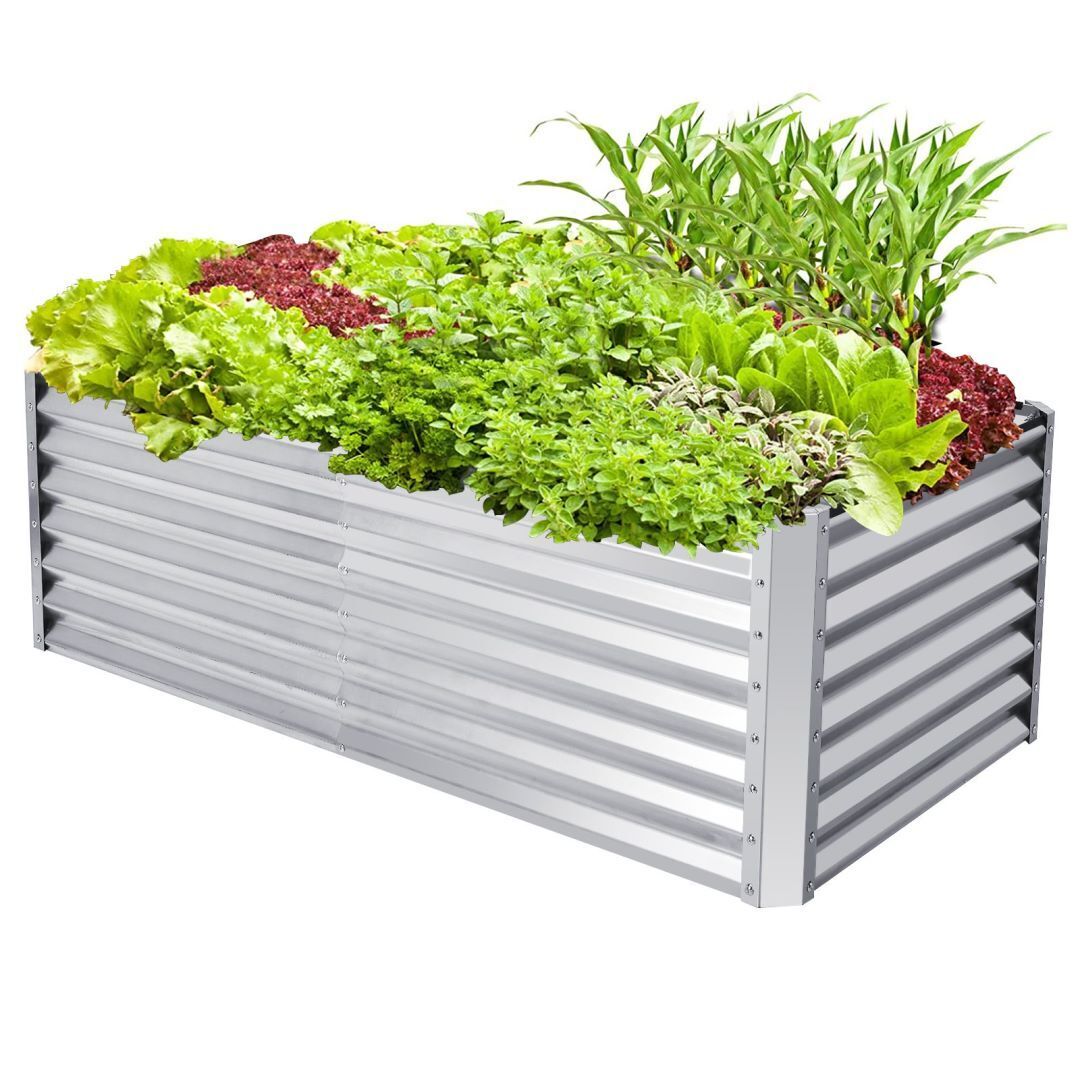 Rectangular Metal Raised Garden Bed with Open Bottom for Indoor Outdoor