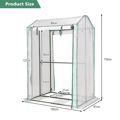 Garden Grow Green House with 4 Shelves and Roll-up Zippered Door