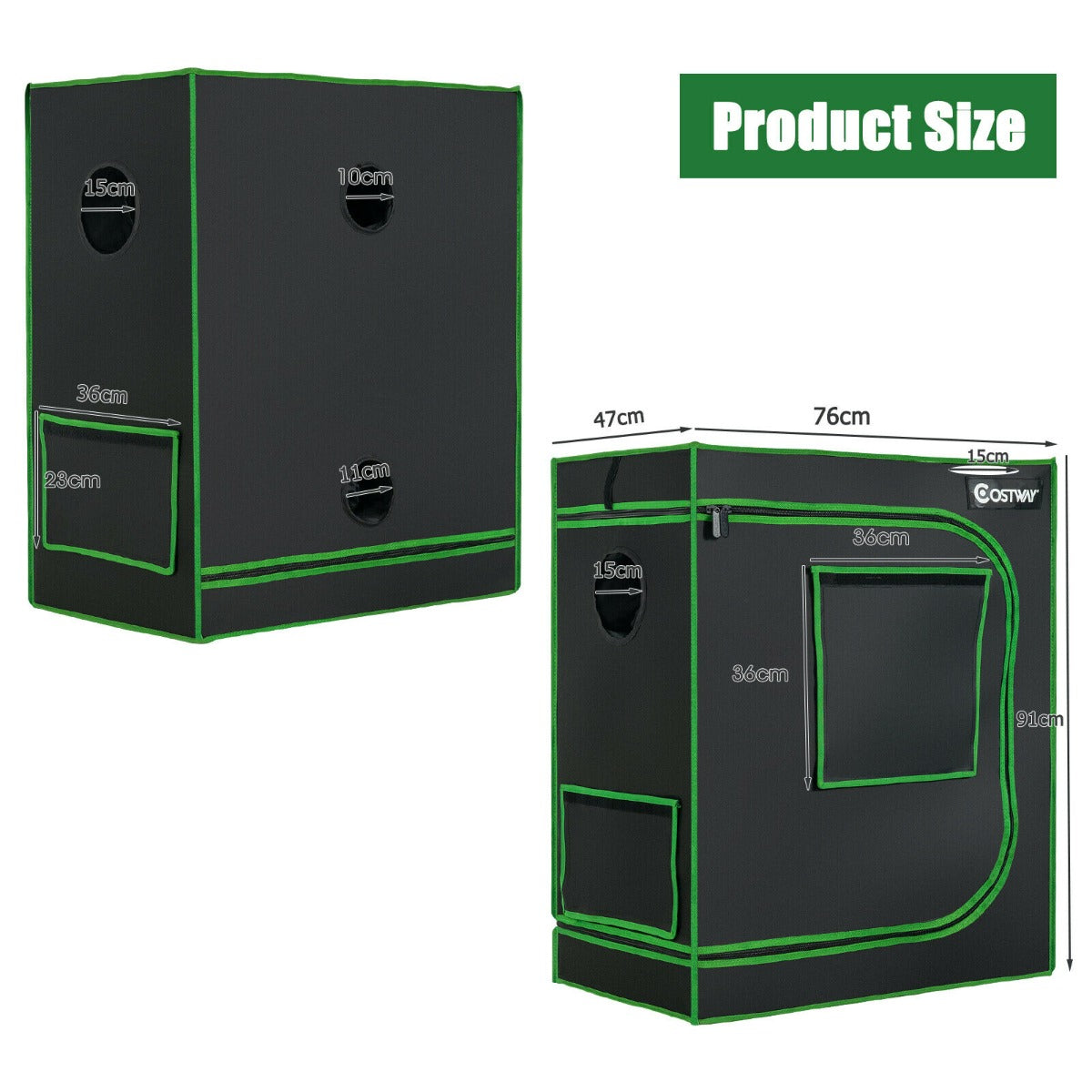 Hydroponic Plant Tents with Vents and Removable Floor Tray-Size 1