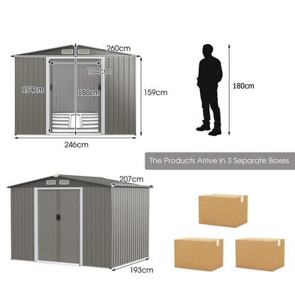Outdoor Storage Shed with Foundation for Garden Yard-Dark Grey