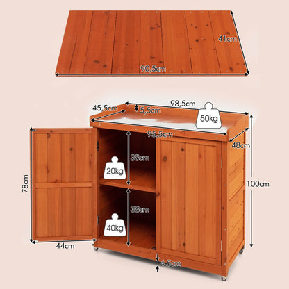 Outdoor Storage Cabinet with Removable Shelf and 4 Universal Wheels