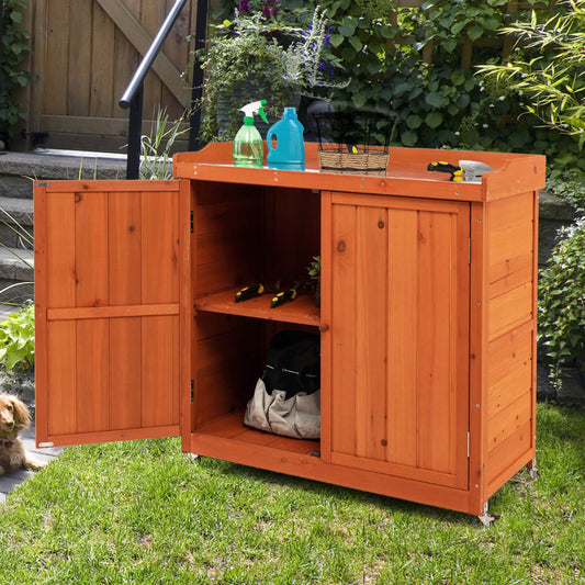 Outdoor Storage Cabinet with Removable Shelf and 4 Universal Wheels