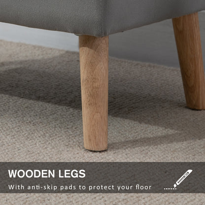 HOMCOM Faux Velvet Upholstered Ottoman Trunk w/ Wooden Legs Grey