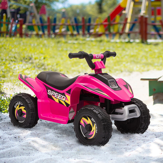 HOMCOM 6V Kids Electric Ride on Car ATV Toy Quad Bike Four Big Wheels w/ Forward Reverse Functions Toddlers for 18-36 Months Old Pink