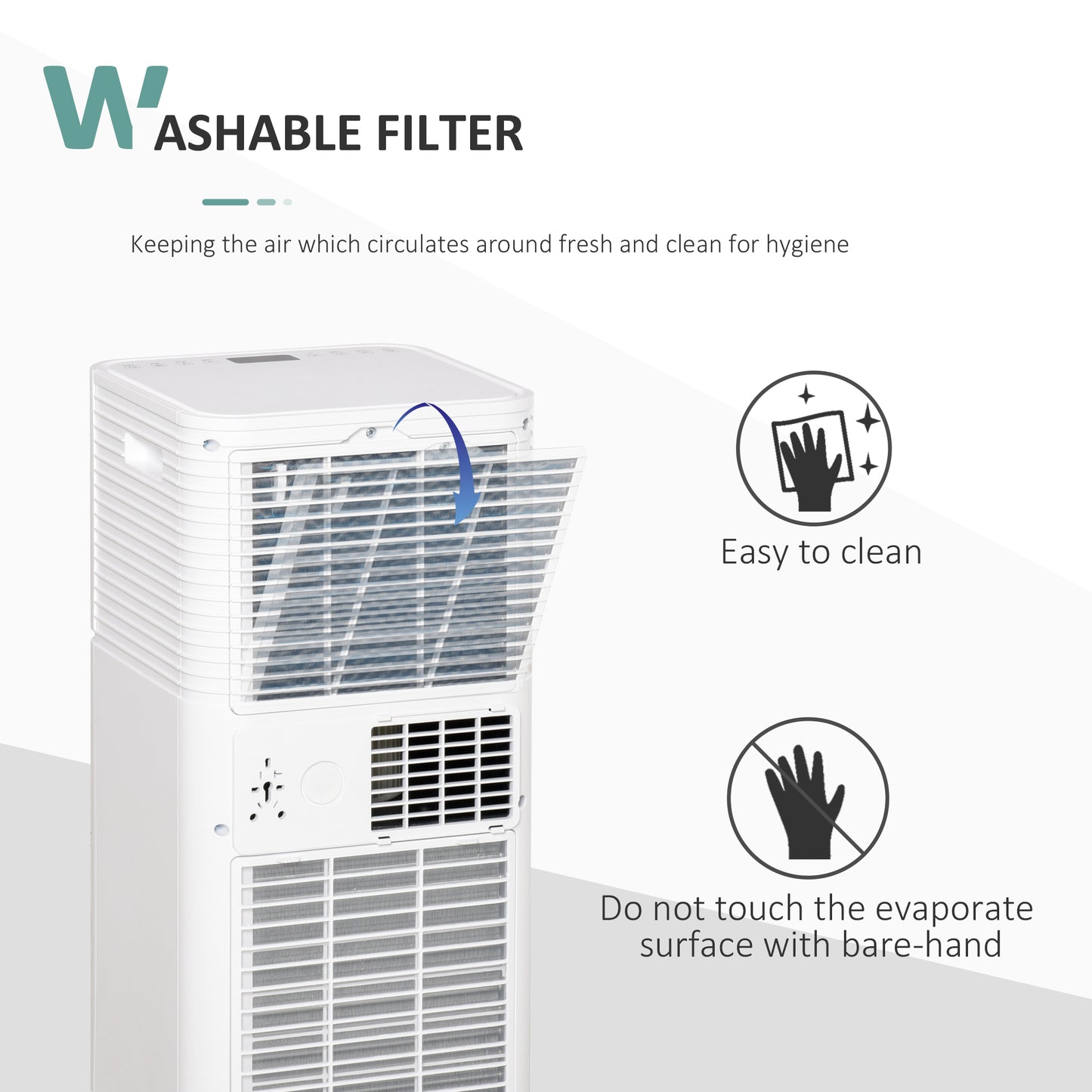 HOMCOM 7000 BTU 4-In-1 Compact Portable Mobile Air Conditioner Unit Cooling Dehumidifying Ventilating w/ Fan Remote LED 24 Hr Timer Auto Shut Down