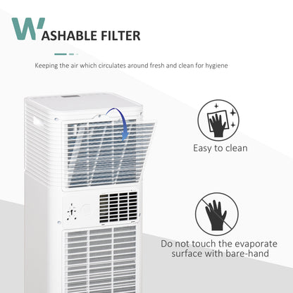 HOMCOM 7000 BTU 4-In-1 Compact Portable Mobile Air Conditioner Unit Cooling Dehumidifying Ventilating w/ Fan Remote LED 24 Hr Timer Auto Shut Down