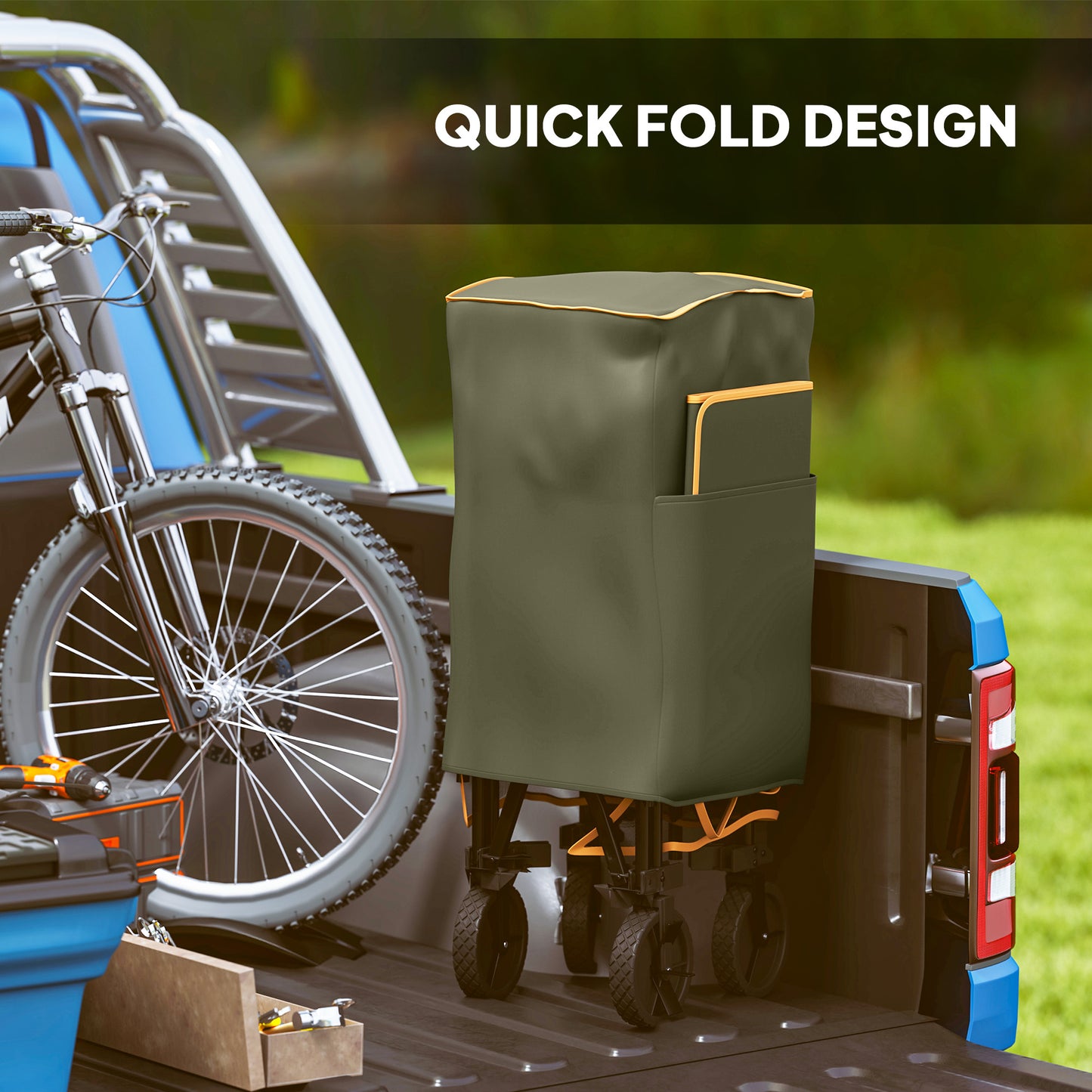 Outsunny Double Decker Folding Trolley on Wheels, 200KG & 350L Capacity Collapsible Wagon Festival Trolley Cart with 134cm Extended for Camping Sports Shopping Garden and Beach, Grey