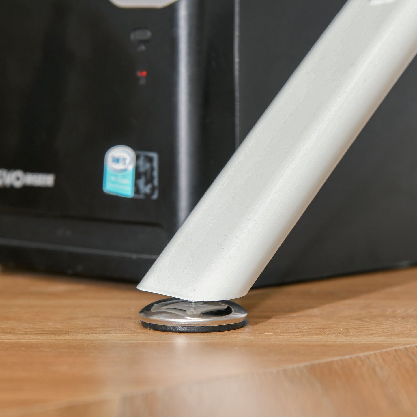 HOMCOM L-Shaped Computer Desk Table with Storage Drawer Home Office Corner Industrial Style Workstation, White