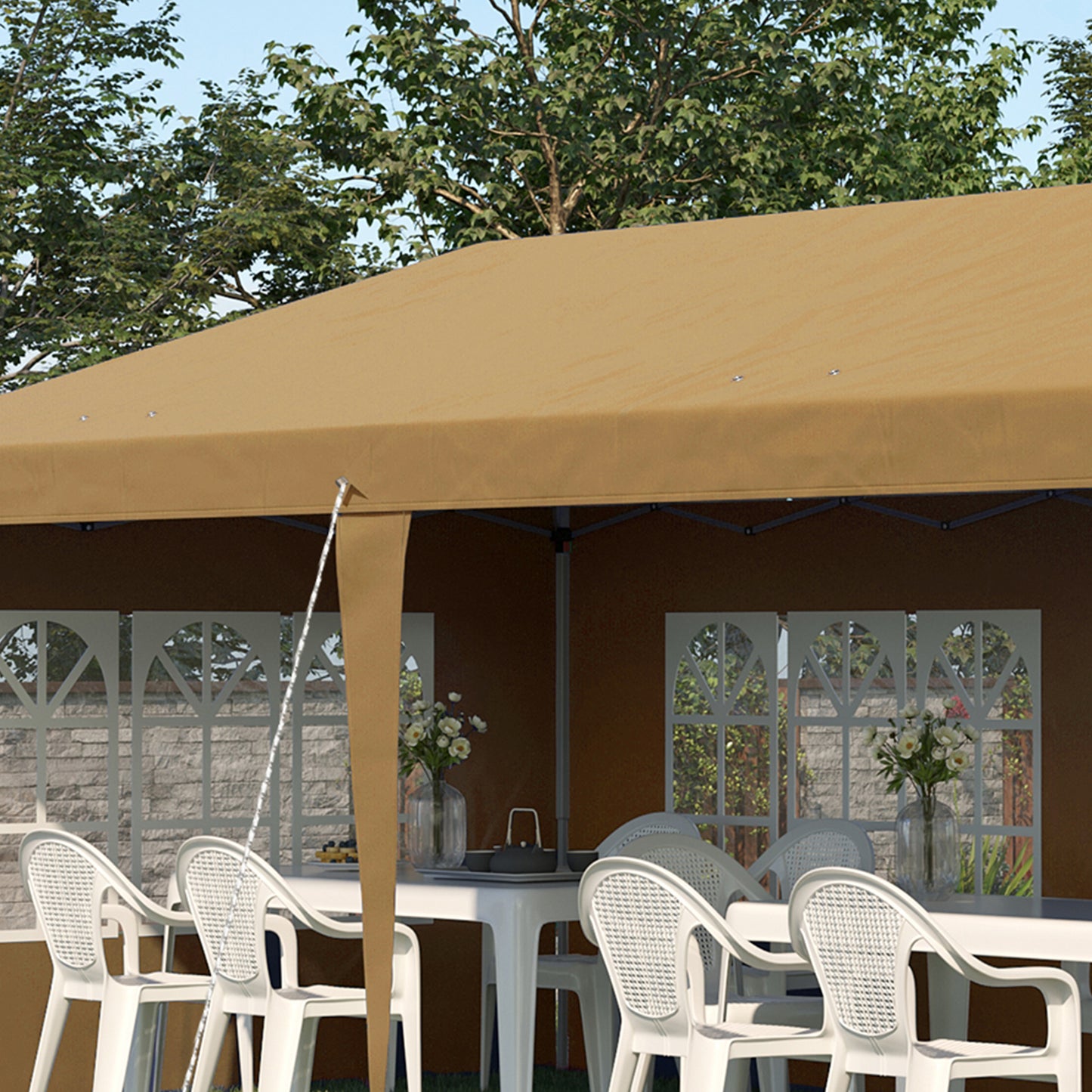 Outsunny 3 x 6m Pop-Up Gazebo, with Removable Walls -  Khaki