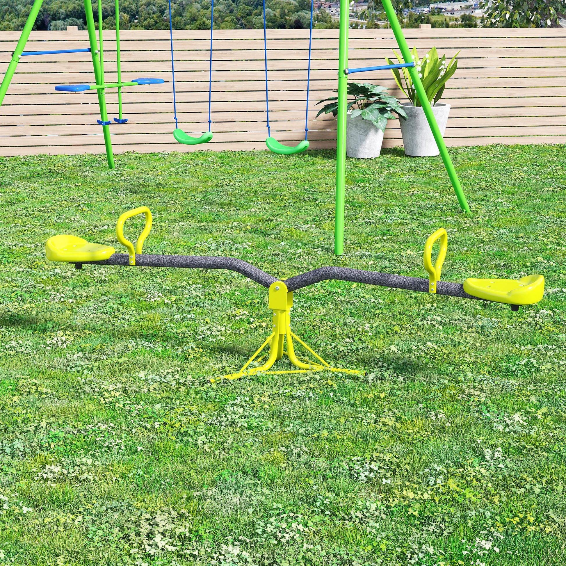 HOMCOM Kids Children 360 Degree Rotating Seesaw Swivel Playground Equipment Garden Outdoor Indoor