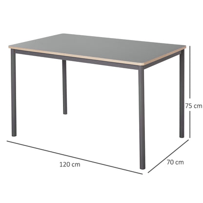 HOMCOM 120cm Minimalistic Dining Table w/ Steel Frame Foot Pads Simple Rectangle Style Home Dining Working Display Grey