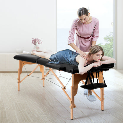 Portable Folding Massage Table with Headrest-Black