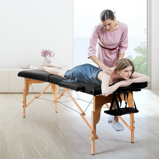 Portable Folding Massage Table with Headrest-Black