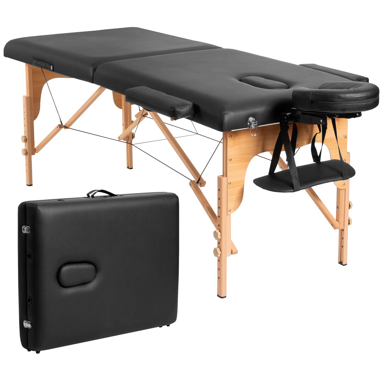 Portable Folding Massage Table with Headrest-Black