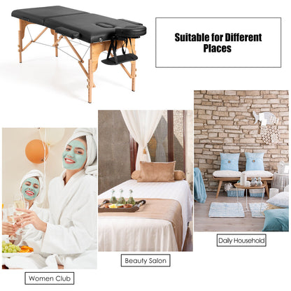 Portable Folding Massage Table with Headrest-Black