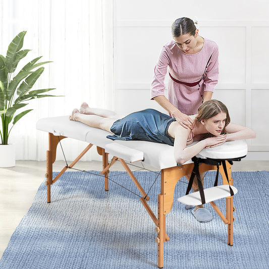 Portable Folding Massage Table with Headrest-White