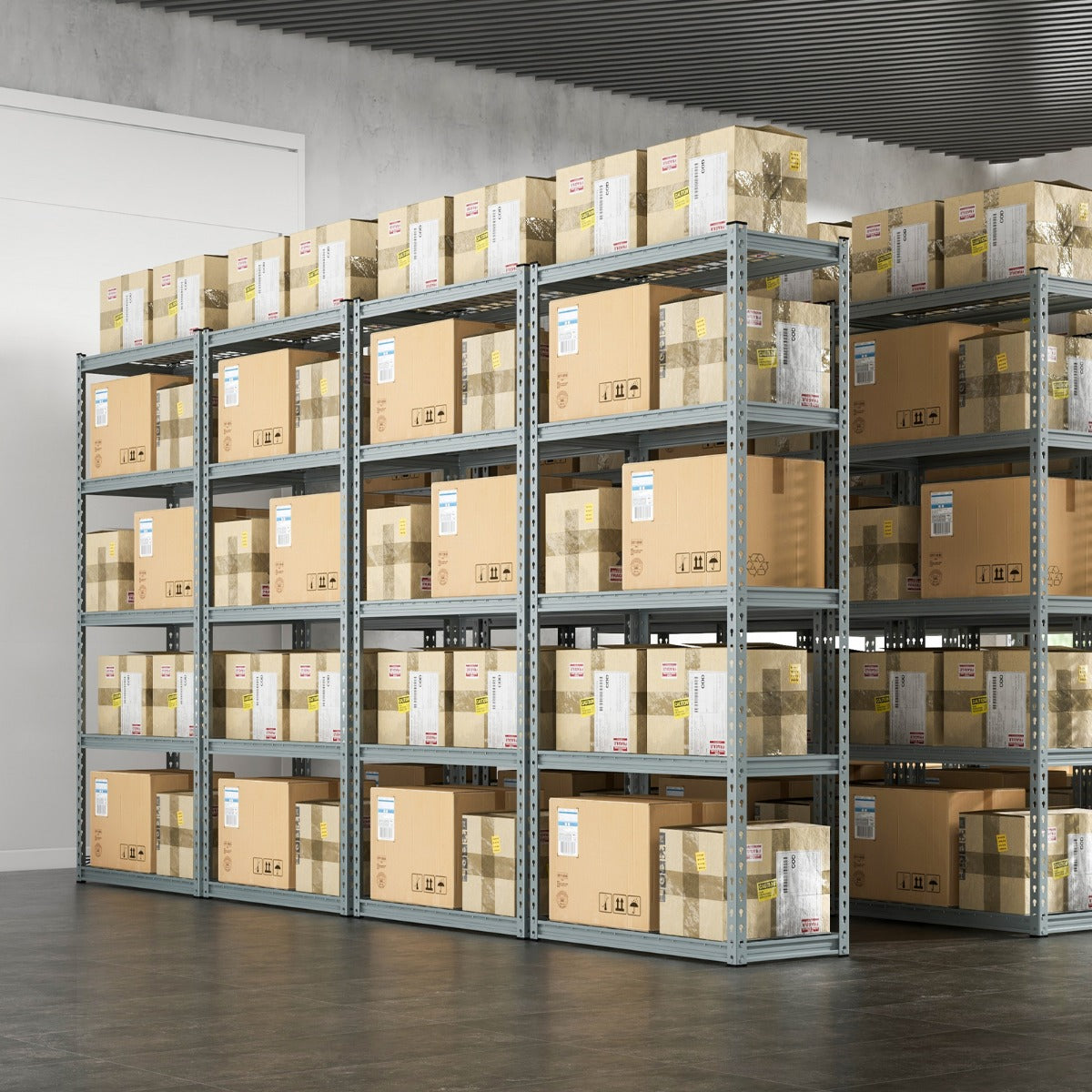 Heavy Duty Wire Storage Racks with Anti-slip Foot Pad for Warehouse Kitchen-Grey