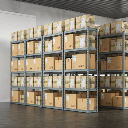 5-Tier Metal Shelving Unit with Anti-slip Foot Pad for Warehouse Kitchen-Grey