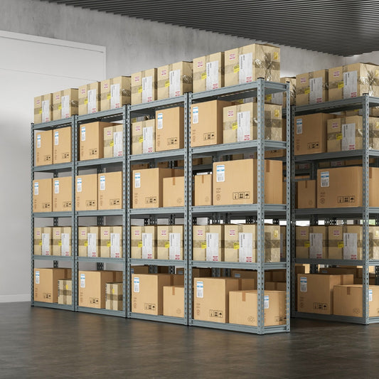 5-Tier Metal Shelving Unit with Anti-slip Foot Pad for Warehouse Kitchen-Grey