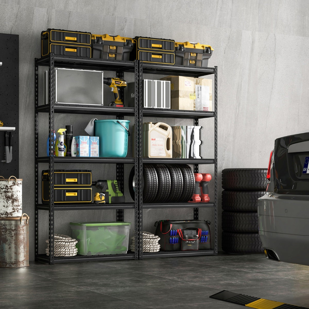 Heavy Duty Wire Storage Racks with Anti-slip Foot Pad for Warehouse Kitchen-Black