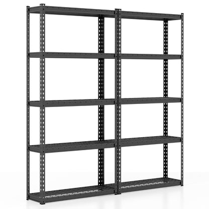 5-Tier Metal Shelving Unit with Anti-slip Foot Pad for Warehouse Kitchen-Black