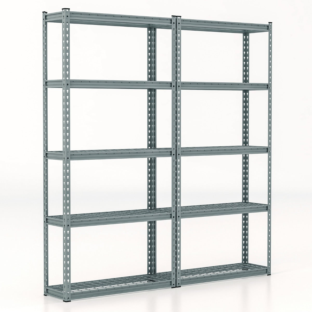 5-Tier Metal Shelving Unit with Anti-slip Foot Pad for Warehouse Kitchen-Grey