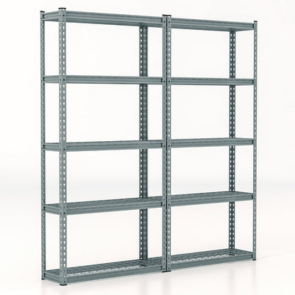 5-Tier Metal Shelving Unit with Anti-slip Foot Pad for Warehouse Kitchen-Grey