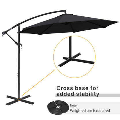 Outsunny 2.45m Overhanging Cantilever Parasol, Heavy Duty Waterproof Garden Umbrella with Cross Base, Black